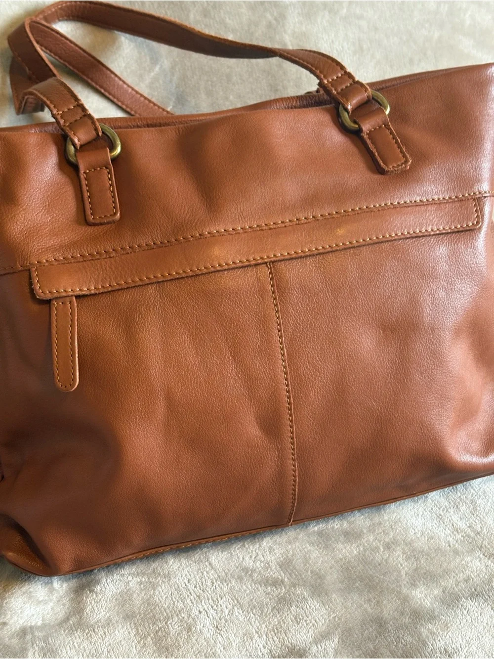 Valenca Italian Leather Tote in Cognac